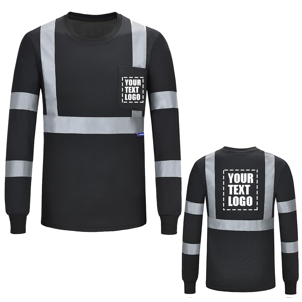 AYKRM Safety T Shirt Reflective High Visibility hi vis Long Sleeve T Shirt (XS-6XL)