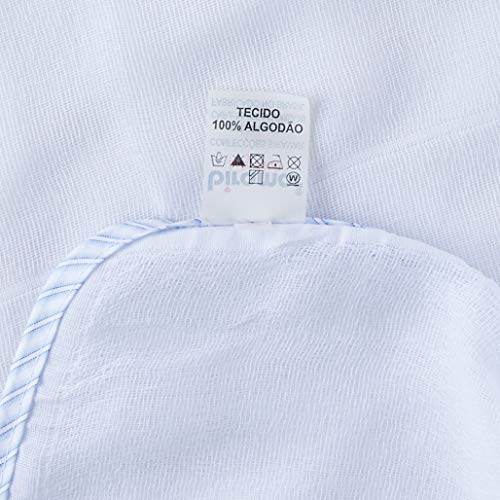 Toalha de Banho para Bebê Fralda Com Capuz Cavalinho de Pau Azul, Biramar Baby, Azul