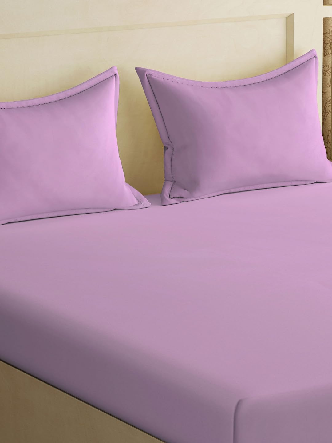 Klotthe Book Fold Light Purple Solid 300 TC Cotton Blend Double Bedsheet with 2 Pillow Covers 1