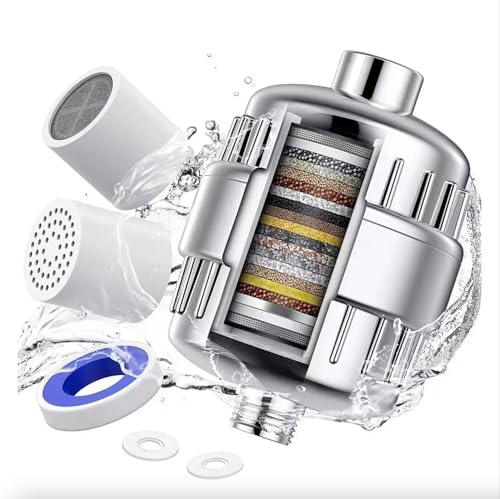 Premium 25-Stage Shower Filter – High Output - Ultimate Water Purification for Healthier Skin and Hair, Filter for Hard Water, Removes Chlorine, Heavy Metal and Sediments