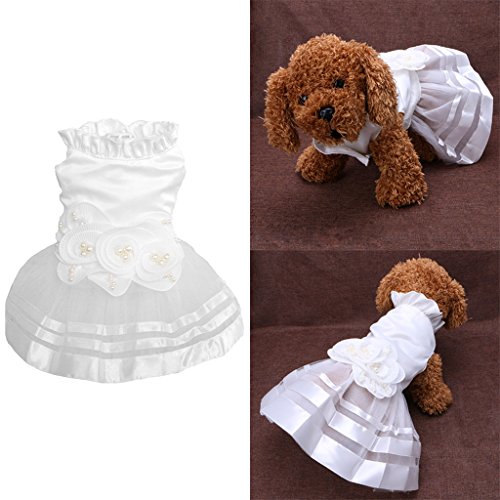 XINGLIDA Weißes Hochzeitskleid Für Hunde Und Katzen Braut Hochzeit Party Kostüm Welpen Prinzessinnenkleider Für Kleine Hunde Luxuriöse Hundekleidung