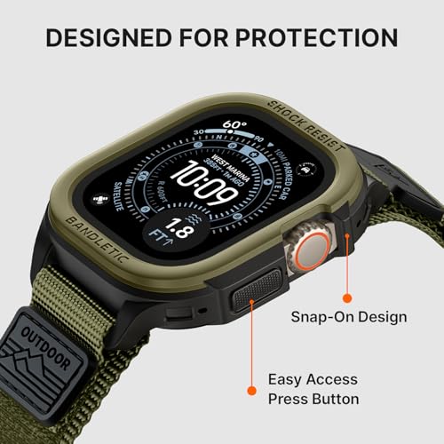 Image of Bandletic Rugged Case with Band Compatible with Apple Watch 49mm(Ultra 3 /2 /1),46mm(Series 11 /10), 45mm(Seriess 9 /8 /7),44mm(SE3 /SE2 /SE /6 /5 /4), Protective Cover Sport Accessories for iWatch Men