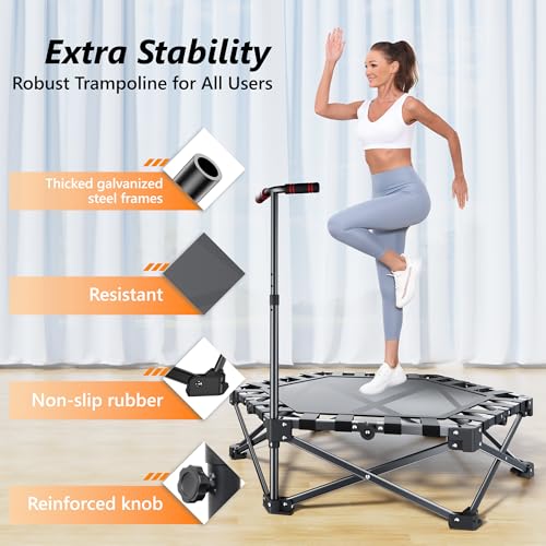 Mini trampoline fitness adulte 50 pouces avec cadre robuste pour entraînement 230 kg