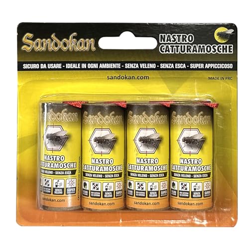 Trappola per Moscerini 4 pezzi, Srotolabile e Appendibile, Ideale per Mosche e Piccoli Insetti, Adatto a Tutti gli ambienti