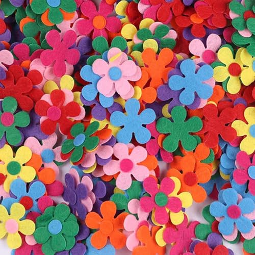 Image of 250 Pcs Felt Flowers Fabric Flower Embellishments, Small Craft Flowers Felt Flower Appliques, Colorful Felt Flower Bulk for DIY Crafts Sewing Handcraft Decoration, Clothes Hats Bags Craft Decorations