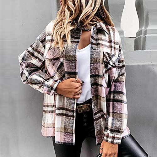 Soft Shacket Jacket Women With Pockets, Warm Shacket Plaid, Warm Shacket Jacket Women Plus Size, Warm Shacket Jacket #TOP1