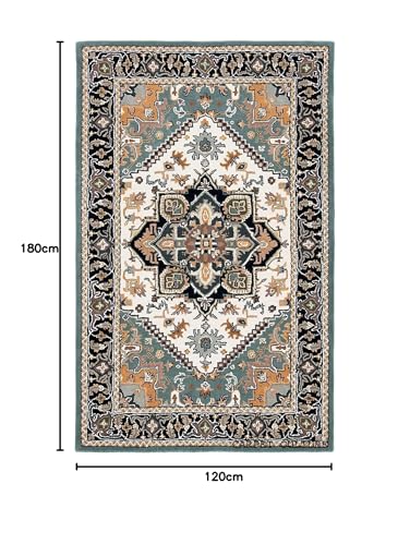 Image of Carpet Mahal Handmade Handwoven Tufted Made of 100% Soft Blended Wool Export Quality Carpets with 1 Inch Thickness (4x6 Feet) Color Multi