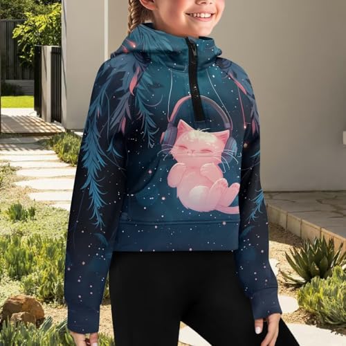 AFPANQZ Girls Half Zipper Sweatshirts Trendy Fall Pullover for 5-14 Years Girls Long Sleeve Sweater Fall Clothes3