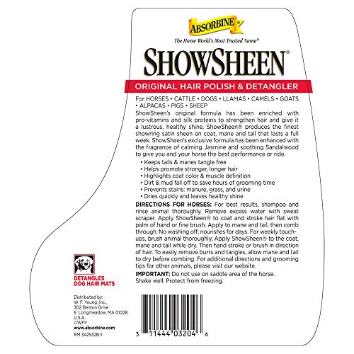 Absorbine ShowSheen Hair Polish & Detangler for Mane, Tail & Coat, Healthy Hair Growth & Radiant Shine, 128oz Refill Jug - Image 3