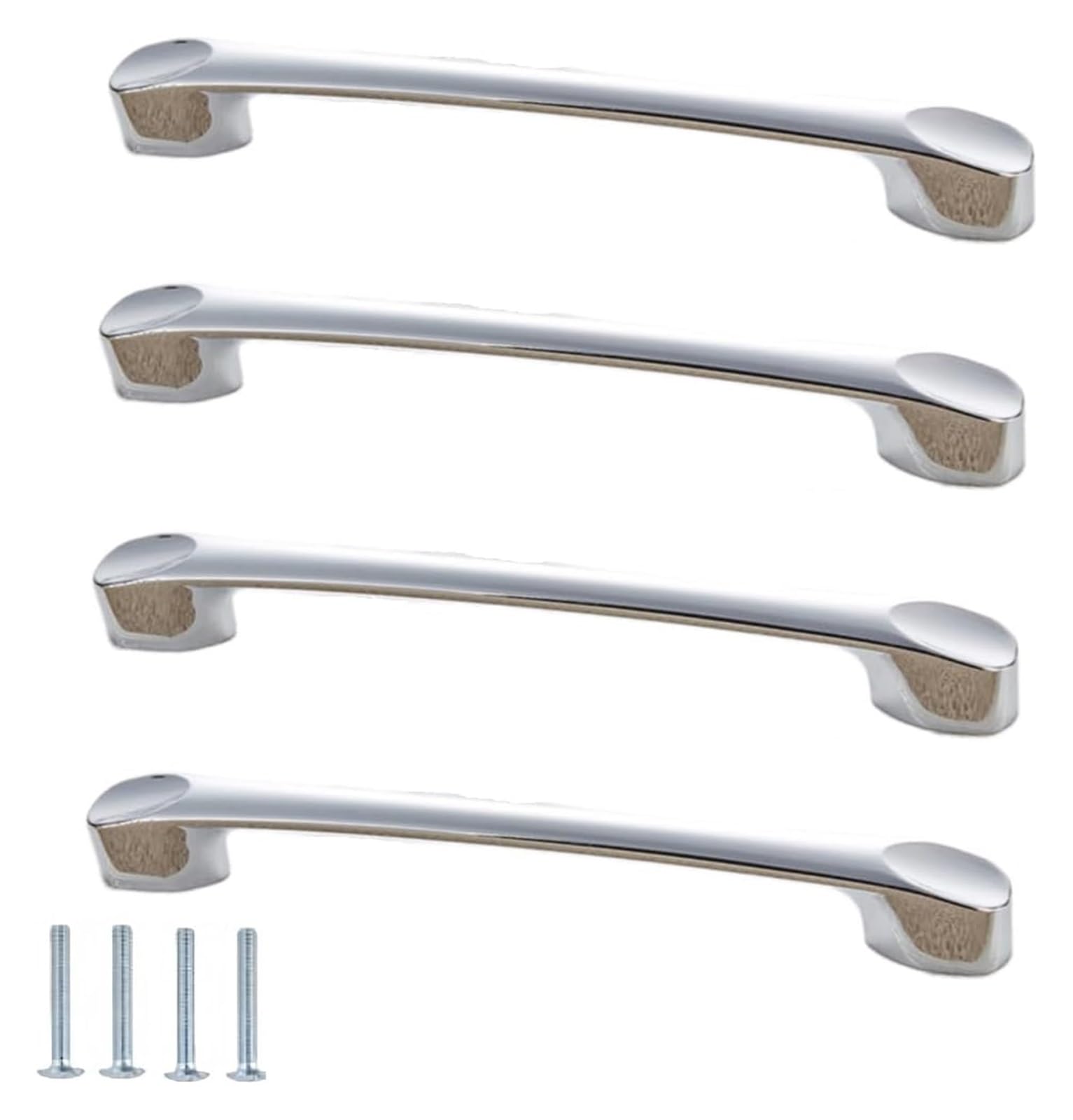 Nlqcsxwep C-128Mm Bright Chrome Zinc Alloy Cabinet Bow Handle, Zinc Alloy Cabinet Drawer Pulls Bright Chrome 4 Pcs(C-128Mm Bright Chrome)