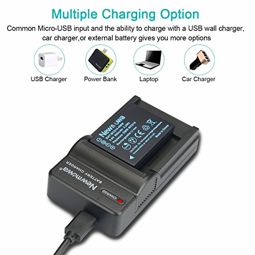 Newmowa® Remplacement Batterie DMW-BCG10 (2) et Chargeur Micro USB Portable Kit pour Panasonic DMW-BCG10, DMW-BCG10E, DMW-BCG10PP and Panasonic Lumix DMC-3D1, DMC-TZ6, DMC-TZ7, DMC-TZ8