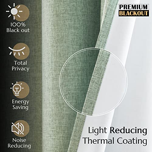 Jinchan Blackout Curtains For Bedroom 84 Inch Long Linen Textured Sage Green Curtains Grommet Top Thermal Insulated Curtains For Living Room Modern Room Darkening Drapes Window Curtain Set 2 Panels #TOP2