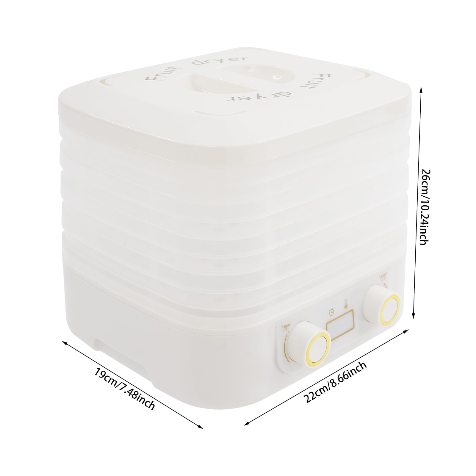 Secador de alimentos, deshidratador de frutas con 5 compartimentos, pantalla LED, deshidratador de alimentos, temperatura ajustable, temporizador de 48H, secado por circulación de 360°, para carne