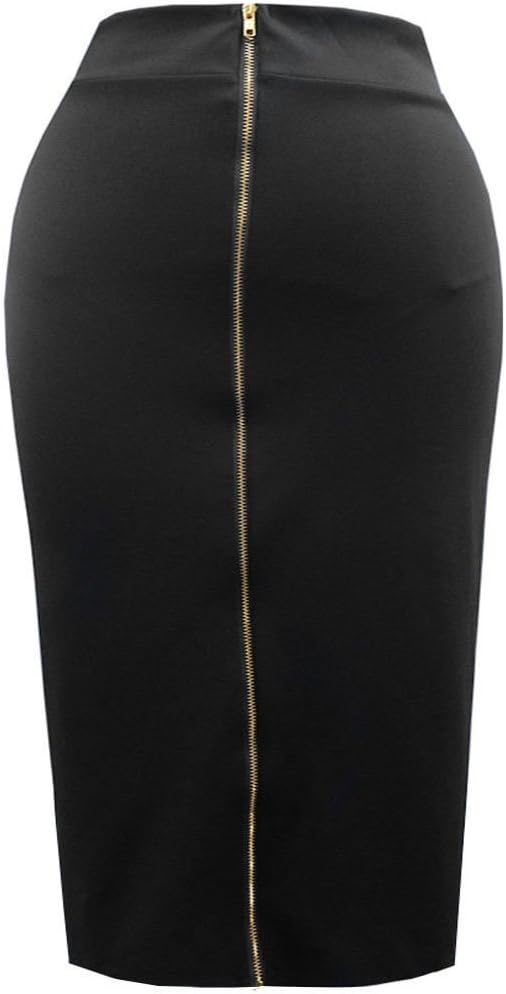 Women's Plus Size Scuba Stretchy Bodycon Pencil Evening Midi Skirt (3X, Black)