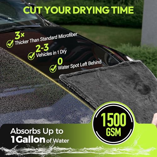 AutoManiacs Drying Towel for Car Detailing, 1500 GSM Ultra Super Absorbent, 24