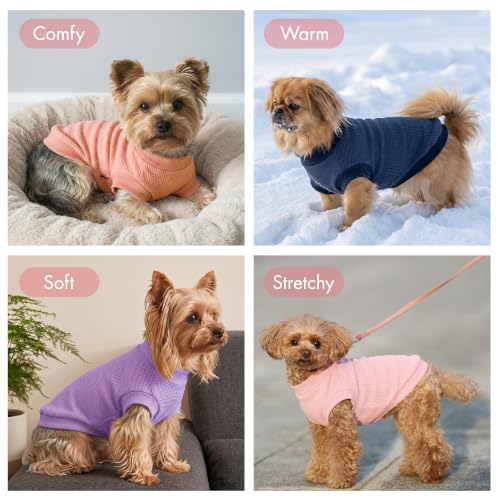 Image of 2 Pack Dog Shirt for Small Supplies Functional Waffle Dog Clothes Warm Soft Sweatshirt Outfit for Dogs Cats Pet Apparel