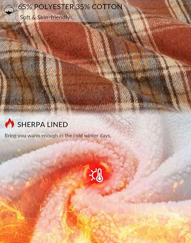 G Gradual Men's Flannel Jacket Fleece Sherpa Lined Hoodies Zip Up Plaid Shirt Warm Winter Jackets for Men with Zipper Pockets3