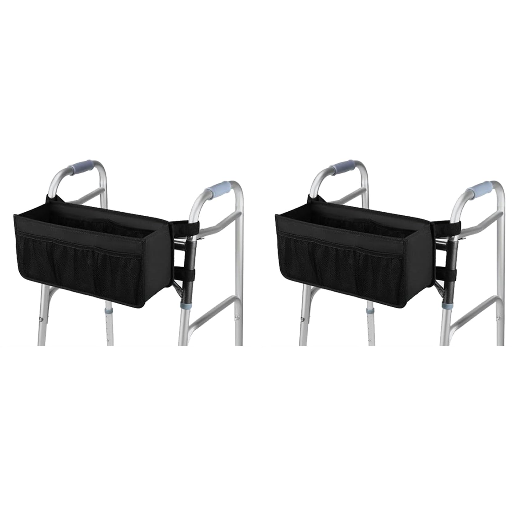 2X Cesta para Andador, Bolsa para Andador, Portavasos para Andador, Cesta para Andador Plegable, Bolsa de Almacenamiento para Andador Plegable