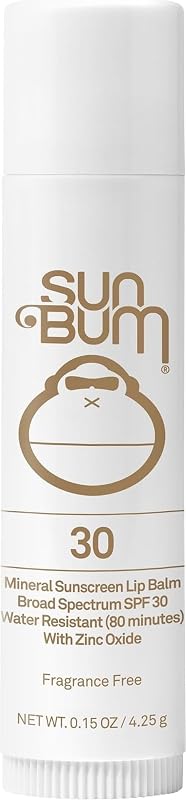 Sun Bum SPF 30 Mineral Sunscreen Lip Balm - 0.15 oz Stick | Zinc Based Broade Spectrum Lip Protection with Vitamin E, Hawaii Act 104 Compliant (Without Octinoxate & Oxybenzone)