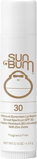 Sun Bum SPF 30 Mineral Sunscreen Lip Balm - 0.15 oz Stick | Zinc Based Broade Spectrum Lip Protection with Vitamin E, Hawaii Act 104 Compliant (Without Octinoxate & Oxybenzone)