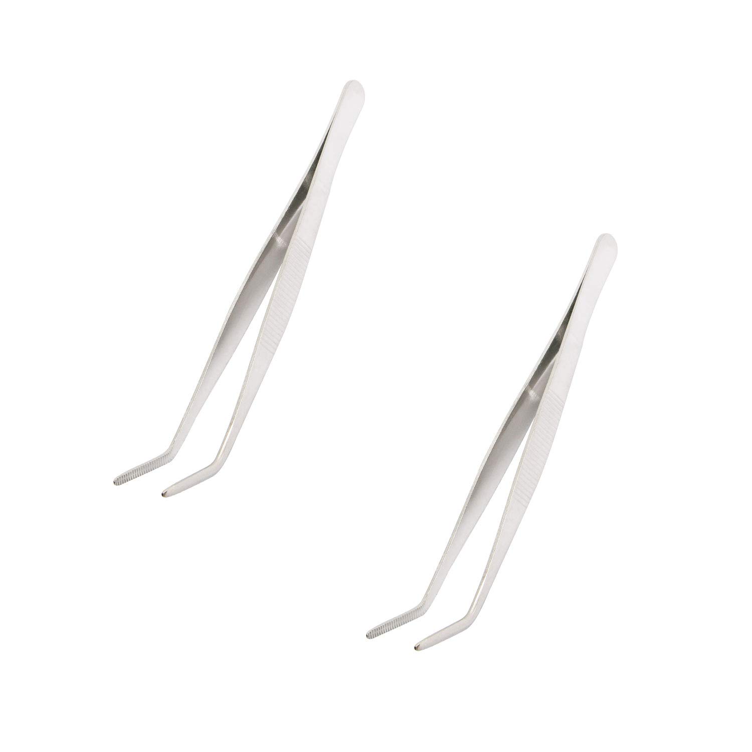 Aoje Link-Electric Silver Aoje Link Curved Stainless Steel Tweezers 2Pcs