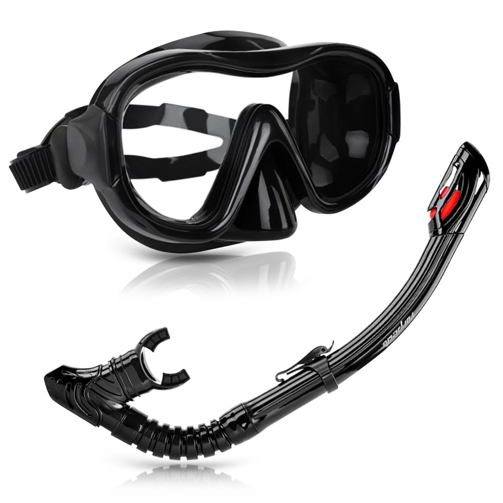 Set professionale per snorkeling a secco, in silicone, 3D, tridimensionale, panoramica a 180°, maschera subacquea grandangolare a 180°, adatta per immersioni, nuoto e viaggi