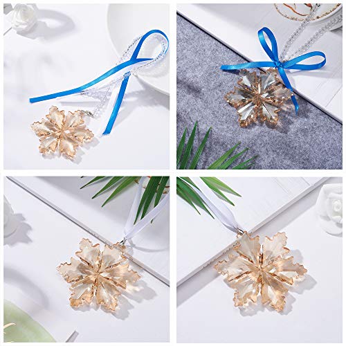 Image of Crystal Snowflake Car Rear View Mirror Pendant Xmas Car Hanging Ornament Car Charm, Champagne