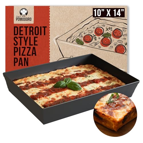 Chef Pomodoro Detroit Style Pizza Pan, 10 x 14 inch, Hard An...