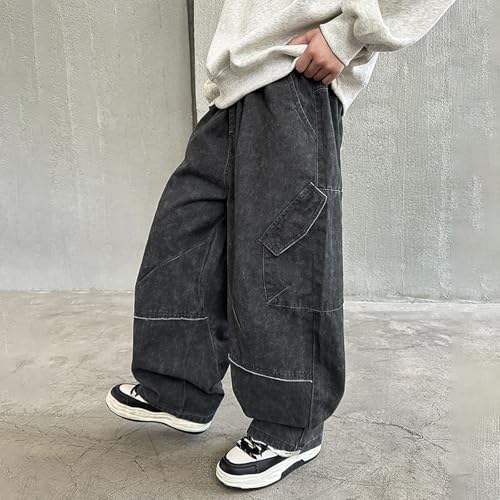 Tween Boys Baggy Jeans Kids Casual Loose Wide Leg Denim Pants with Pockets, Loose Elastic Waistband Jeans for Boys4
