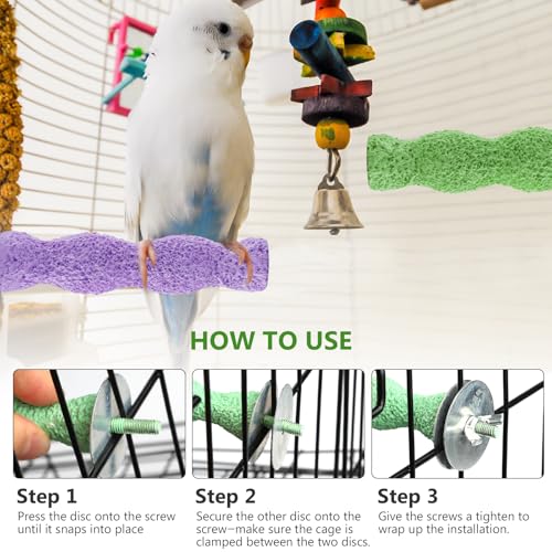 Image of 3-Piece Bird Beak Grinding Stone, Resin Parrot Perch for Cage, 5.7-Inch Nail Trimmer and Claws Grinding Stick for Parakeets, Cockatiels, Hamsters, and Chinchillas
