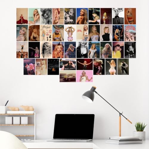 Image of Sabrina Carpenter (Set of 40) | Sabrina Carpenter Mini Posters (15 x10 cm) | Mini Posters of Sabrina Carpenter's songs for Wall, Bedroom, Living room | Singer Sabrina Carpenter | Glue Dots Included