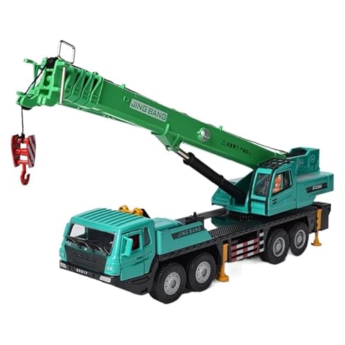 BEIBEINOYA 1:50 アルミニウム製クレーンモデル 重機玩具 可変長ブーム 液圧式アーム 上下可動フック 回転式操縦室 可伸縮スタビライザー 車両ドア開閉可能 本格的な金属製子供用おもちゃ 85017 黄/赤/緑/青 箱入り 7〜14歳男の子向け