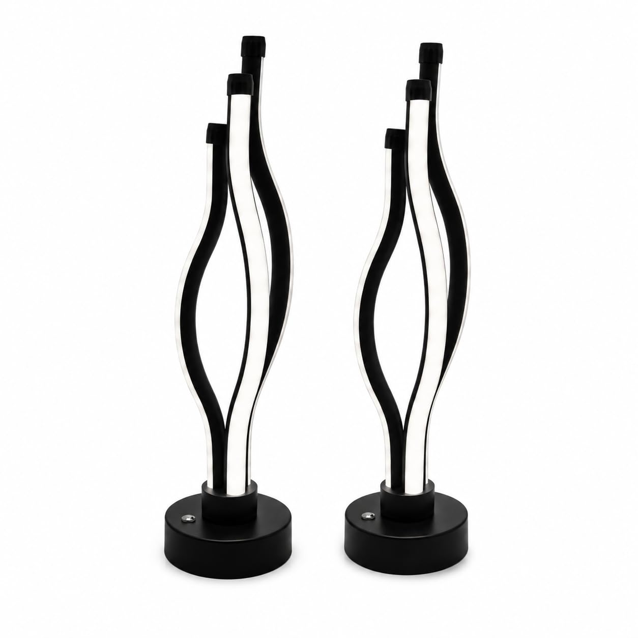 Set da 2 Lampade da Tavolo Senza Fili Moderne LED Ricaricabili USB-C, Design Decorativo a Onde, Controllo Touch, 3 Temperature Colore 3000K/4000K/6000K, per Camera da Letto, Soggiorno e Ufficio