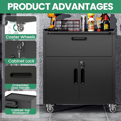 Image of Garage Cabinet System | Heavy Duty Steel All-in-One Modular Garage Cabinet Set for Ultimate Workshop Organization | Easy Assembly Garage Storage Cabinets & Tool Bench