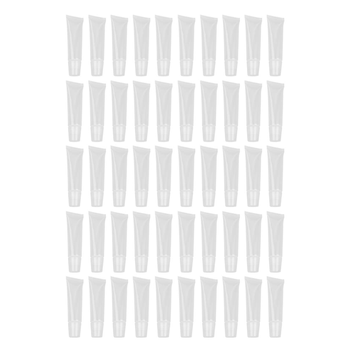 Beaupretty 50 PCS 10ml Mini Refillable empty lip gloss Balm Tube Container Oblique Mouth Transparent Empty Tubes for Lip Gloss Balm Cosmetic