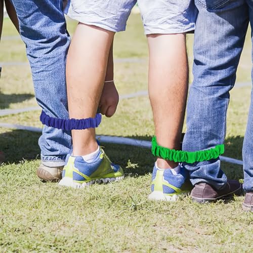 Image of Augshy 3 Legged Race Bands, Assorted Colors Elastic Tie Rope Resistance Bands for Relay Race Game Carnival Field Day Backyard Game Party Supplies