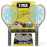 ZAP iT! 4,000 Volt Electric Handheld Bug Zapper Racket - USB Rechargeable Indoor Safe Mosquito Zapper and Fly Swatter for Indoor and Outdoor Use - 2 Pack (Large, Yellow)
