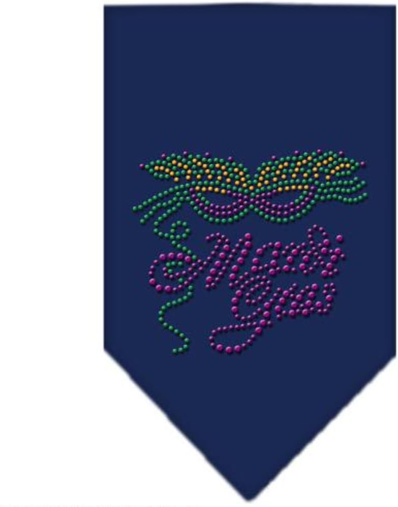 Mirage Pet Products Mardi Gras Rhinestone Bandana, Large, Navy Blue