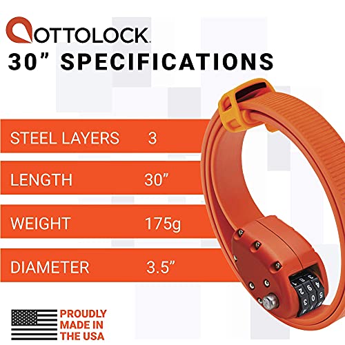 Ottolock Combination Bike Lock & Compact U-Lock (Otto Orange, 30 Inch) #TOP4