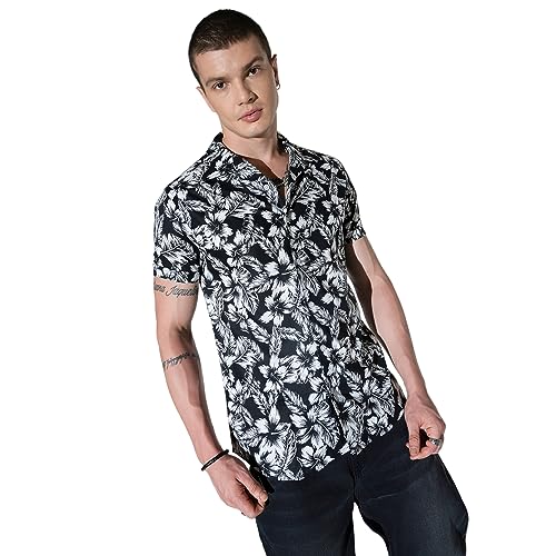 Image of Hubberholme Men's Rayon Relaxed Fit Printed Half Sleeve Resort Shirt