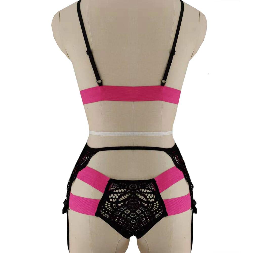 Set di Biancheria Intima Sexy in Pizzo + Giarrettiera + Perizoma