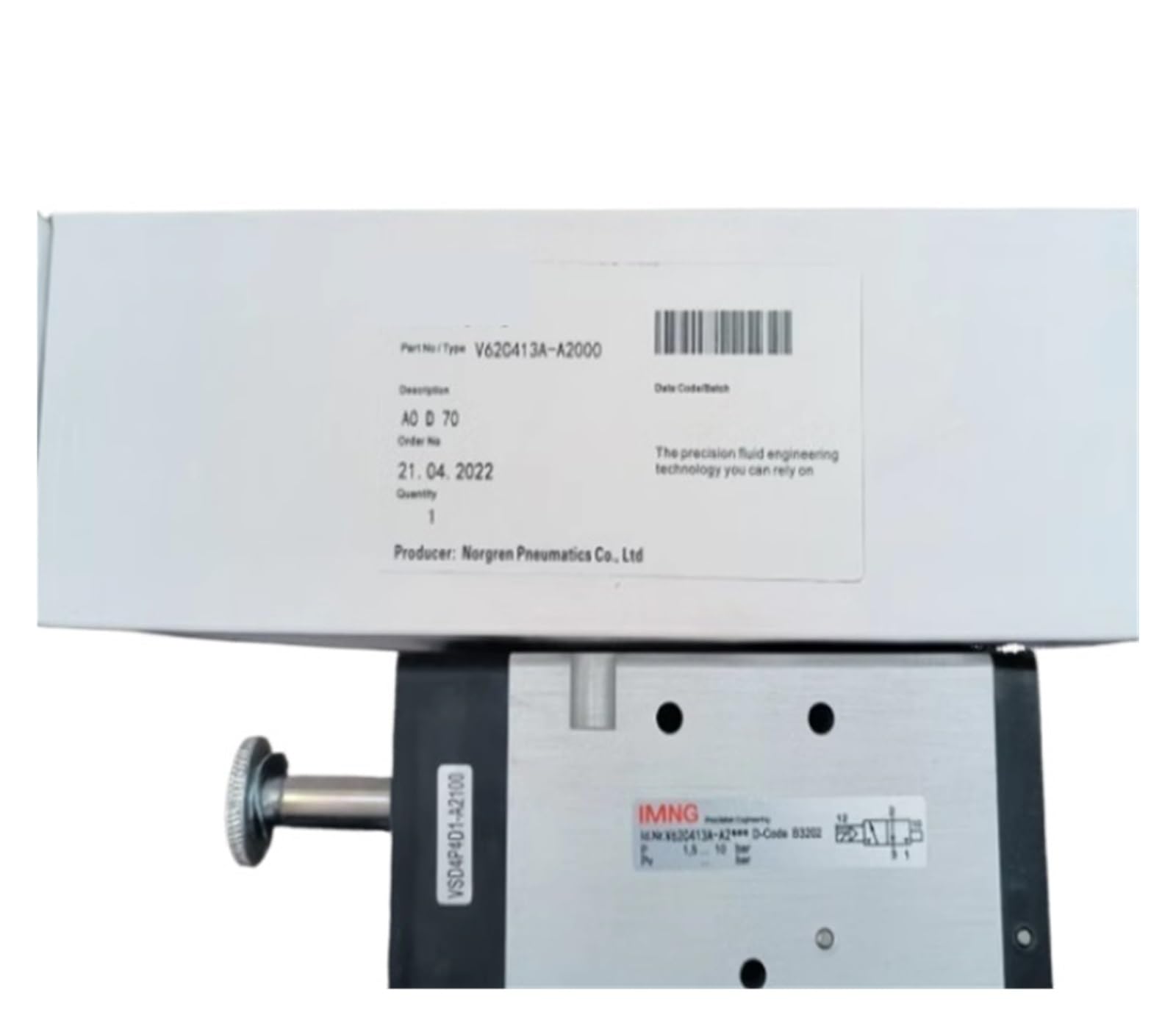 Électrovanne V63D413A structure robuste alliage pour automatisme industriel