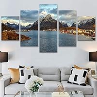 SIGNWIN 5 Panel Canvas Wall Art Calming Waters for Home Decorations Ready to Hang - 60