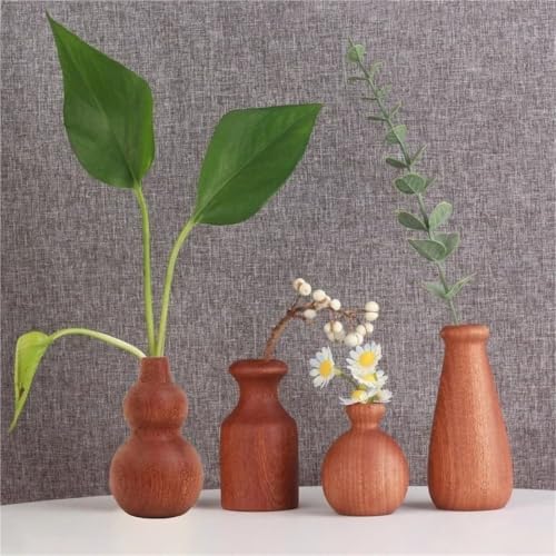 Vase en bois de fleurs séchées minimaliste pot solide salon