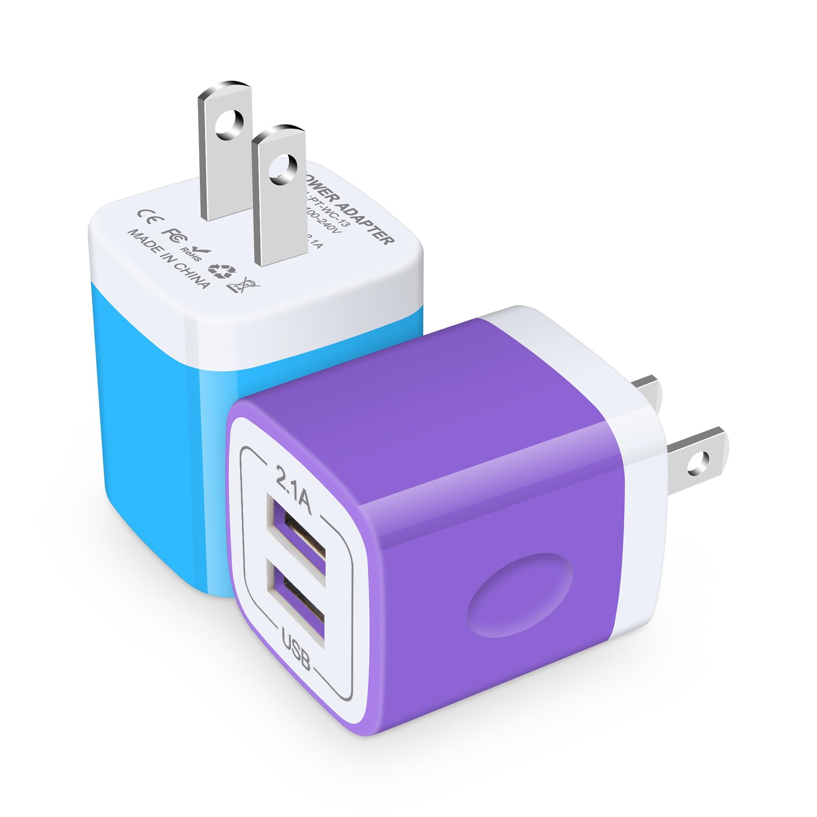 USB Wall Charger,Charger Brick,2Pack 2.1A Dual Port Charger Adapter Fast Charging Block Plug Charger Box for iPhone 16/15/14/13/12/11 Pro Max/Samsung Galaxy S25/S24/S23/S22/S21/S20/S10 Plus/Pixel 7a/7