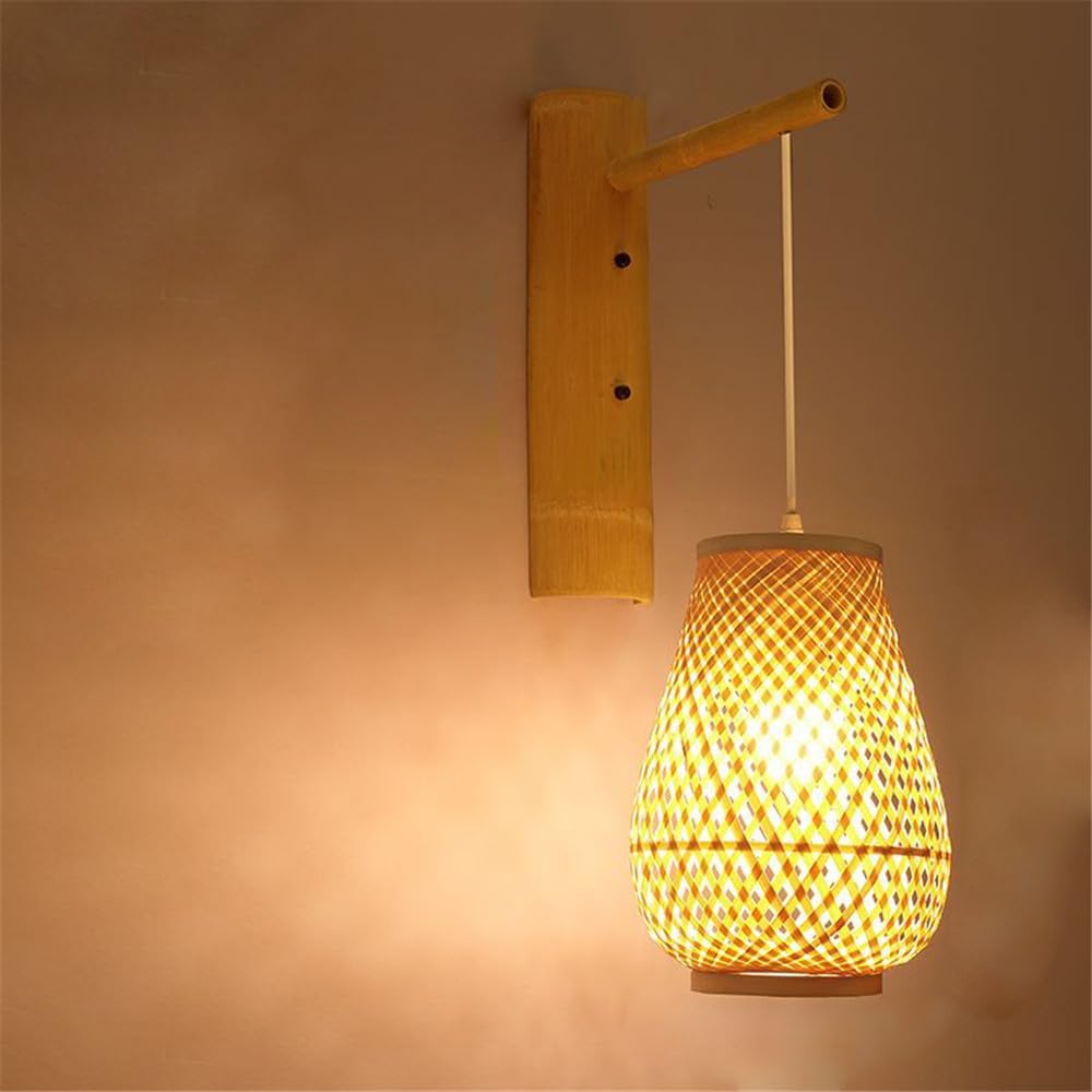 Moderno Tessitura Bambù Arte Lampada da Parete Led Personalità Creativo Soggiorno Ristorante Camera da Letto StudyTeahouse Caffè Corridoio Retrò Lampada da Parete (Stile 10)
