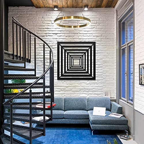 Black Metal Wall Art Decor, 3D Square Metal Wall Decor Modern Abstract Metal Wall Art Geometric Home Decor For Bedroom Living Room Office Dining Minimalist Sculpture Hanging Outdoor/Indoor (11In ) #TOP5