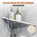 Shower Corner Shelf Organizer Rack with Hooks & Razor Hole, 2Pack-Silver - Image 4