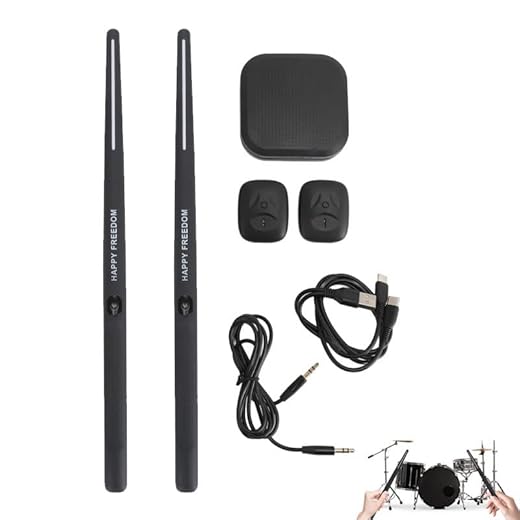 Batería de aire eléctrica, batería portátil de realidad virtual con sensor de movimiento 3D, batería electrónica, batería de aire ritmo rock baquetas, instrumento de percusión con baquetas y pedales.