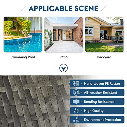 Merax Patio Furniture Sets, Outdoor Sunbed With Adjustable Canopy, Double Lounge, Pe Rattan Daybed, Gray #TOP5